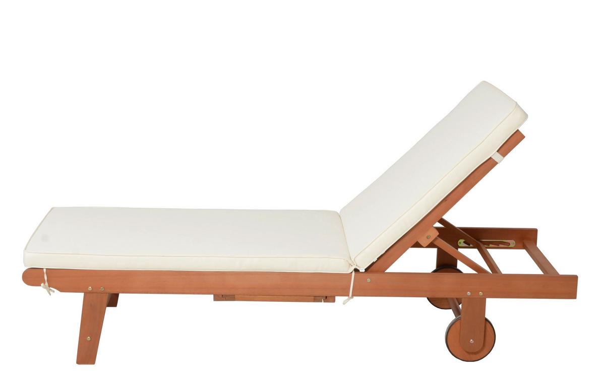 Sonnenliege San Diego - Beige/Braun, Basics, Holz/Textil (64/89/83cm) - Gardenson