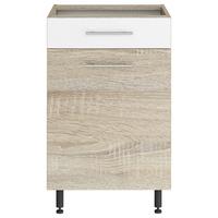 Alsószekrény Corina - Sonoma tölgy/fehér, Modern, fa/fém (50/82,4/58cm)