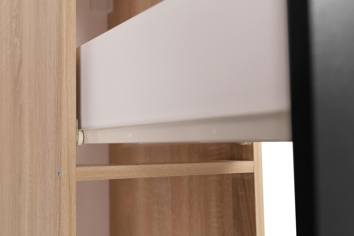 Apothekerschrank Merle Schwarz, Eiche Dekor B: 30cm - Eichefarben/Schwarz, Basics, Holzwerkstoff (30/144,8/60cm) - Respekta
