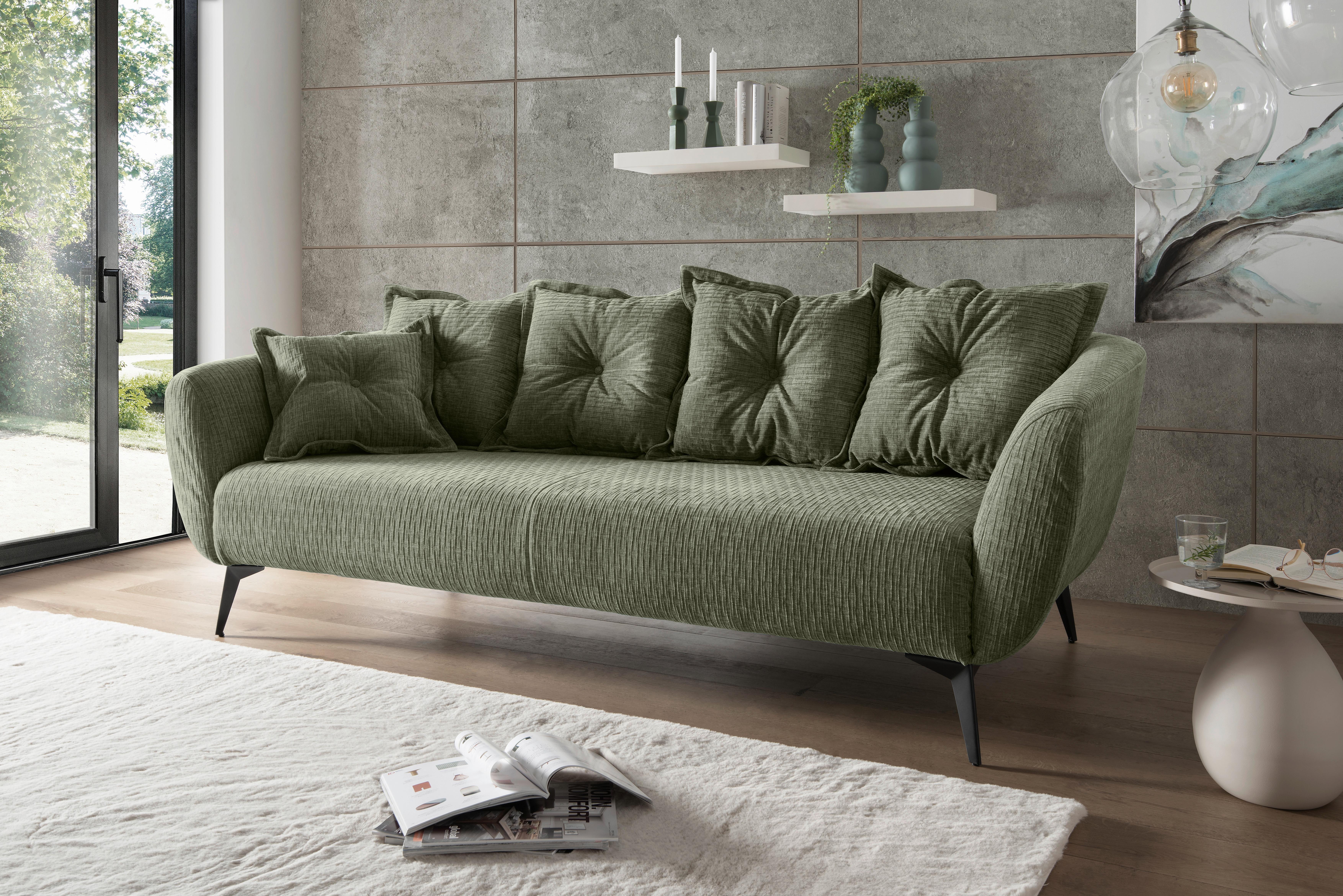 3-Sitzer-Sofa Baggio Olivgrün B: 236 cm - Schwarz/Olivgrün, MODERN, Textil (236/94/103cm) - Livetastic