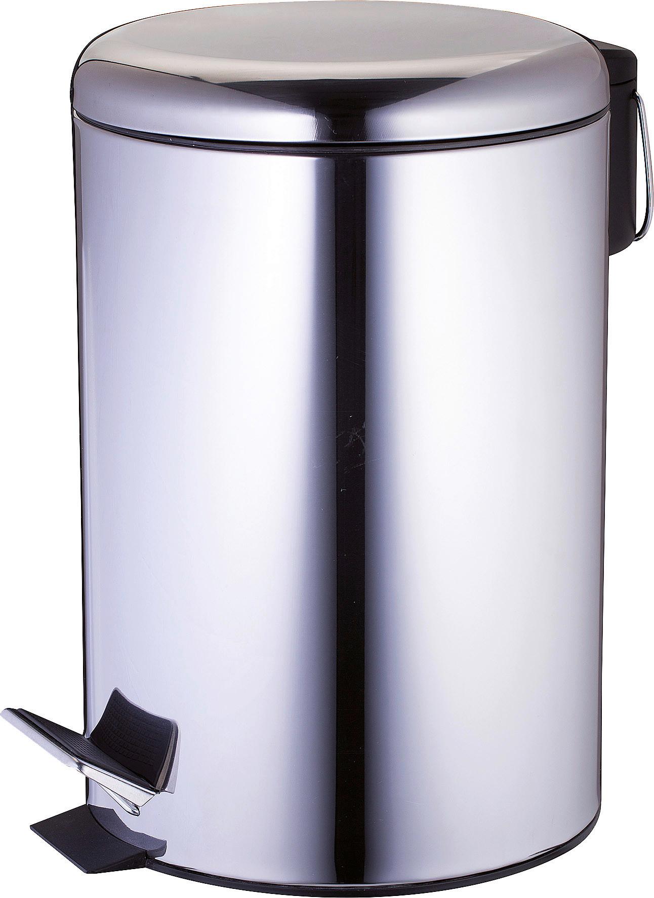 Treteimer Ed 12l Silberfarben Metall LxBxH: 25x25x39 cm - Silberfarben/Schwarz, Basics, Kunststoff/Metall (25/25/39cm)