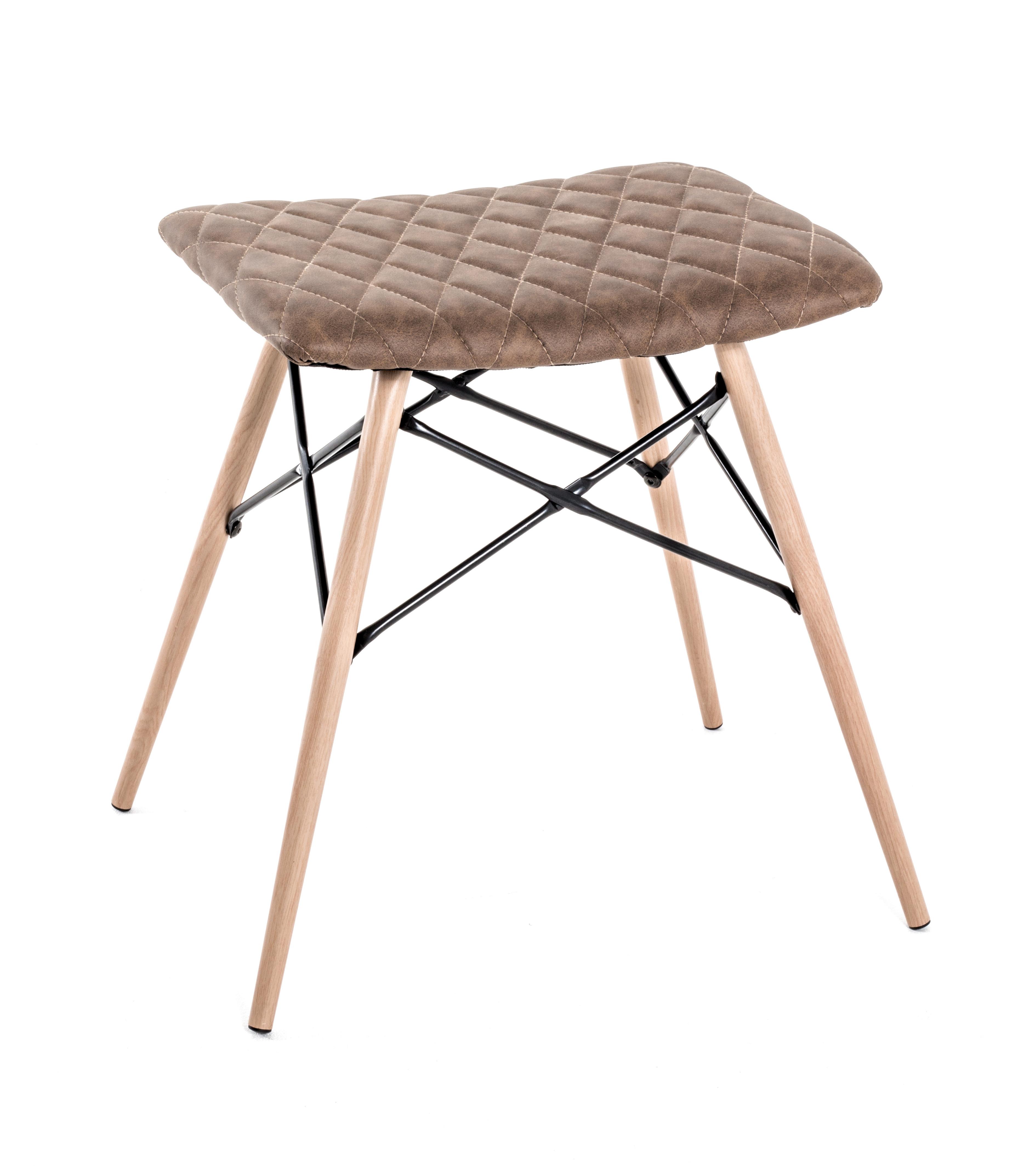 Hocker Stool Braun/Schwarz/ Buche Sitz Gepolstert H: 47 cm - Buchefarben/Schwarz, Basics, Textil/Metall (48/47/40cm)