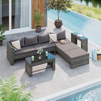 Loungegarnitur Tripolis - Schwarz/Grau, MODERN, Glas/Kunststoff (192/192cm) - Beldano