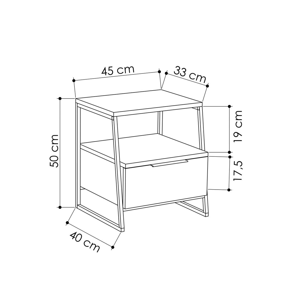 Beistelltisch Pal Beistelltisch - Schwarz/Weiß, Design, Holzwerkstoff/Metall (45/50/41cm) - Livetastic