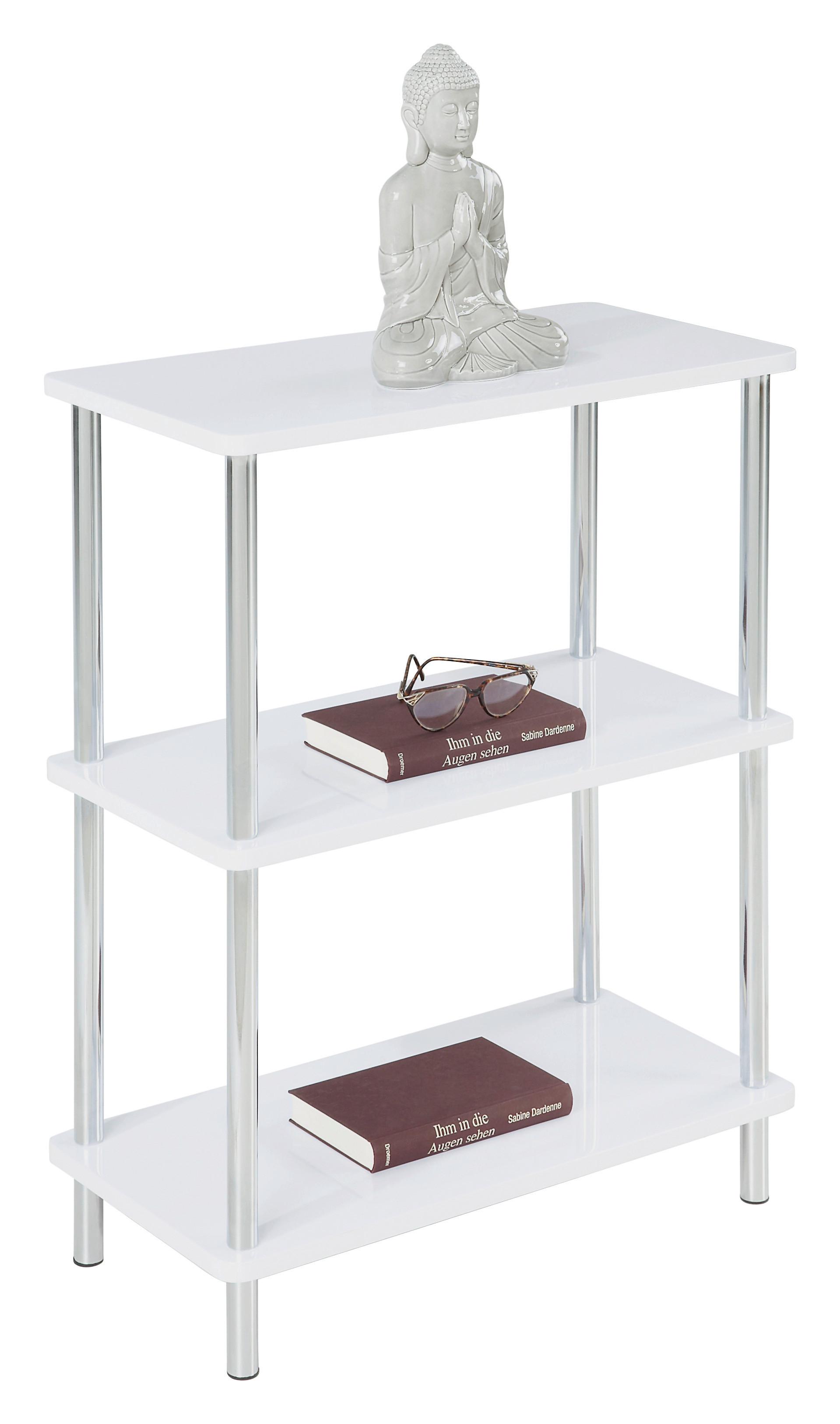 Regal Tim 60 cm Weiß/Chromfarben - Chromfarben/Weiß, MODERN, Holzwerkstoff/Metall (60/83/30cm)