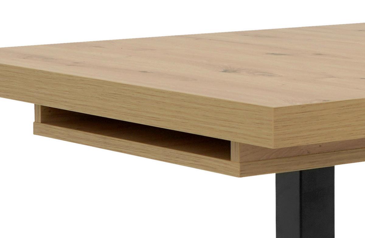 Kihúzható Étkezőasztal Quadrato - fekete/Artisan tölgy, Konventionell, faalapú anyag/fém (120/80/74cm) - MID.YOU