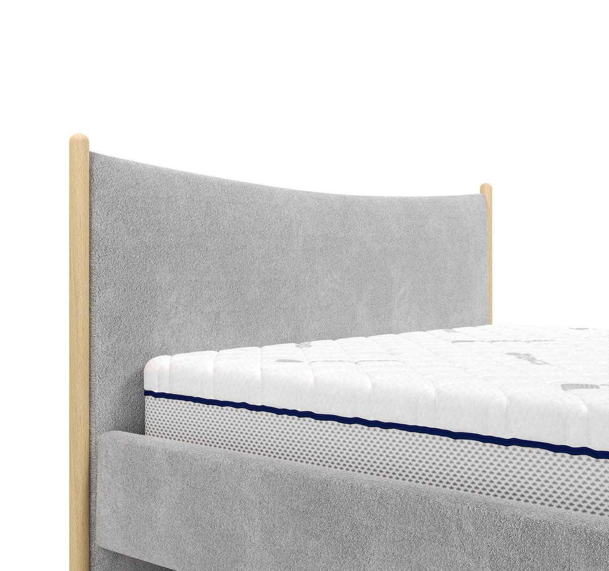 Polsterbett Nature Grau Lf: 180x200 Cm - Buchefarben/Grau, MODERN, Holz/Holzwerkstoff (180/200cm) - MID.YOU