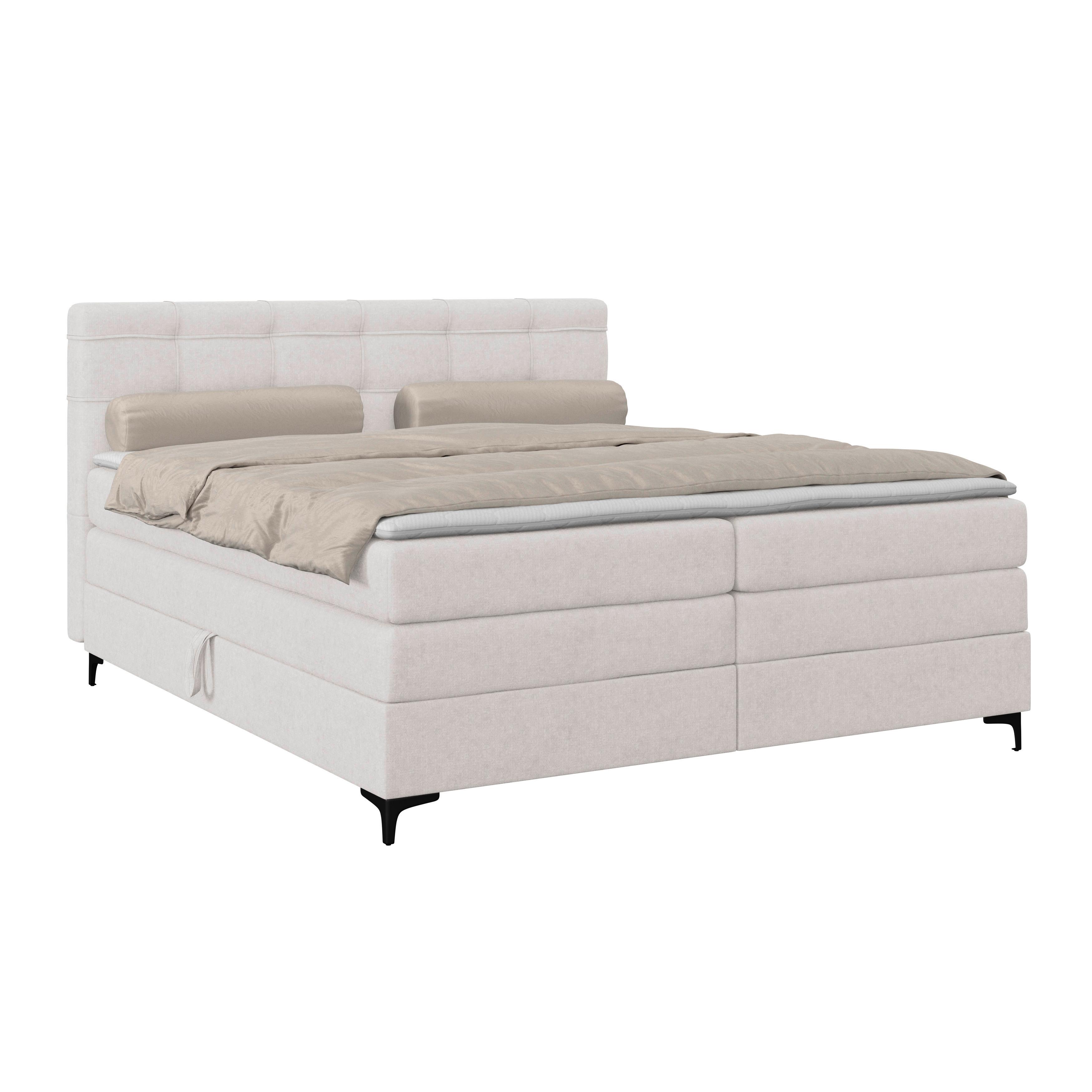 Boxspringbett MITTO Champagner 180x200 cm - Champagner/Schwarz, KONVENTIONELL, Textil/Metall (180/200cm)