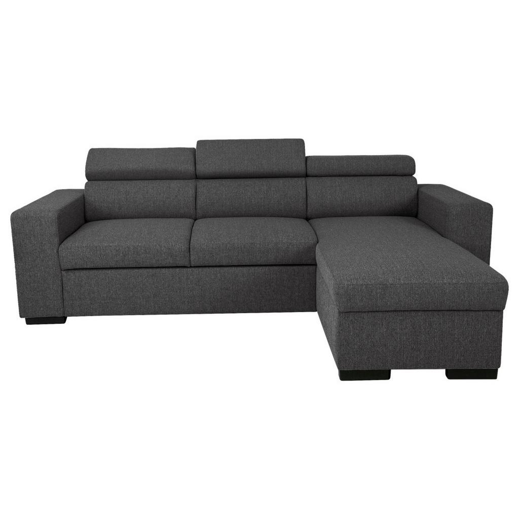 Eckschlafsofa mit Bettkasten Vicomte, anthrazit, 237x167cm