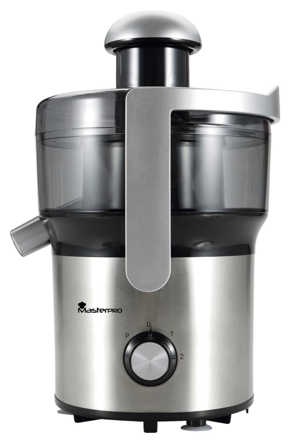 Entsafter Foodies Schwarz/silberfarben - Silberfarben/Schwarz, Basics, Kunststoff/Metall (22,4/22/34,2cm) - Masterpro