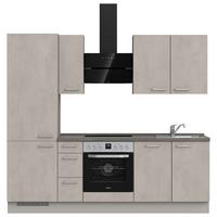 Kuchynská linka 240 cm, šedý betón/ kamenná šedá - sivá/farba ušľachtilej ocele, Modern, kov/kompozitné drevo (240cm) - Nobilia