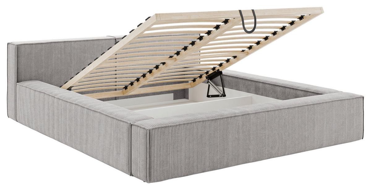 Polsterbett inkl. Lattenrost 180x200 - Beige/Hellgrau, Basics, Holz/Textil (180/200cm) - Livetastic