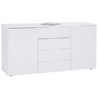 Kommode 160cm Hilton, Weiß Hilton - Weiß Hochglanz/Weiß, MODERN, Holzwerkstoff (160/81,4/40cm)