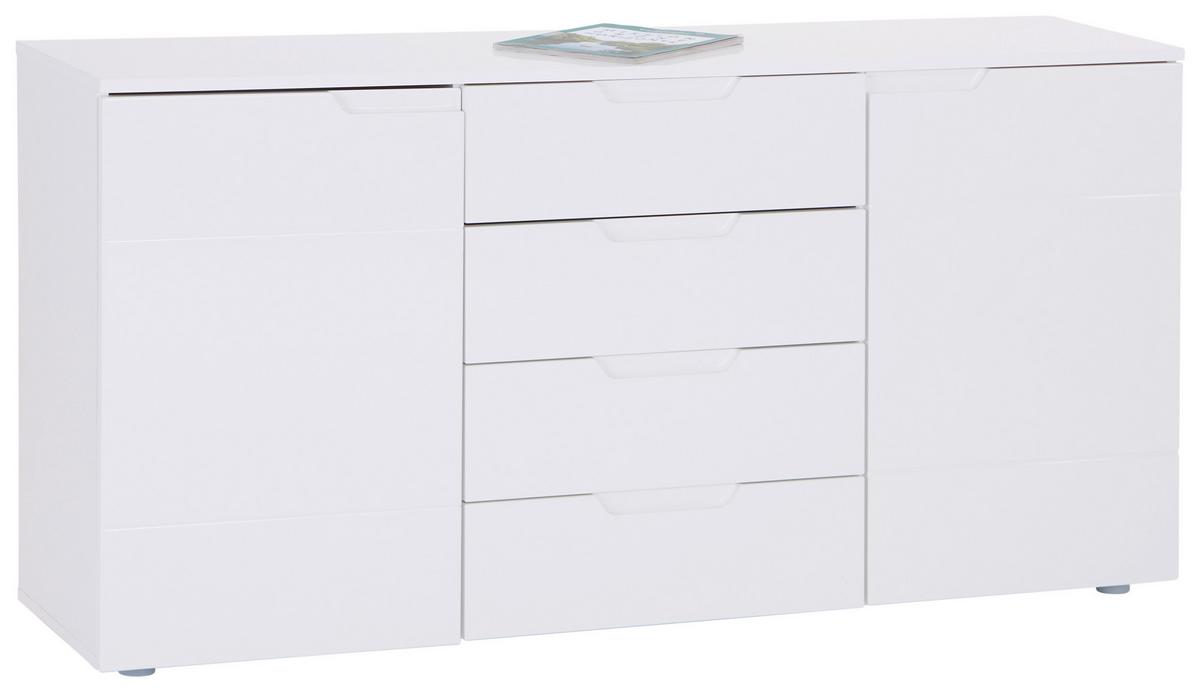 Kommode 160cm Hilton, Weiß Hilton - Weiß Hochglanz/Weiß, MODERN, Holzwerkstoff (160/81,4/40cm)