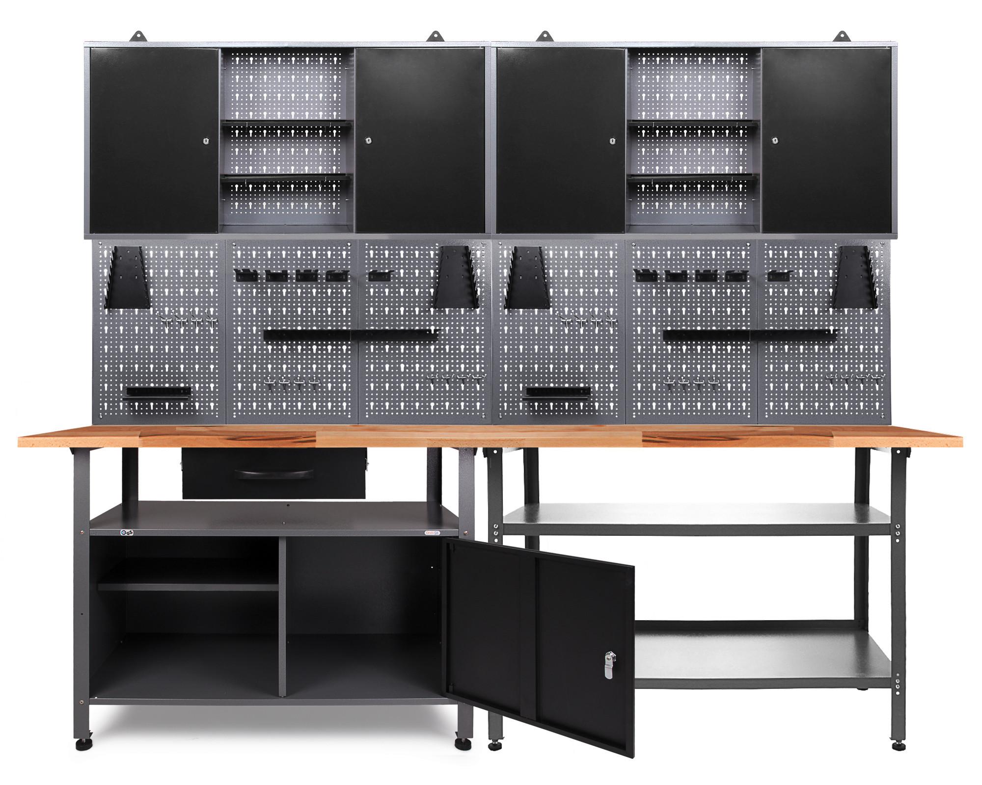 Werkbank-set Nobbi+klaus Echtholz/stahl B: 240 Cm