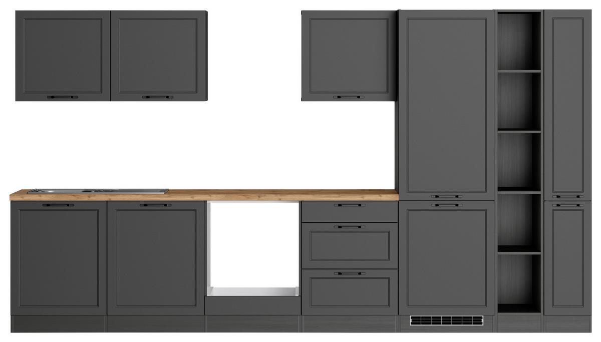 Küchenzeile Meran ohne Geräte B: 360 cm Grau/Eiche Dekor - Eiche Wotan/Grau, LIFESTYLE, Holzwerkstoff (360cm) - Held