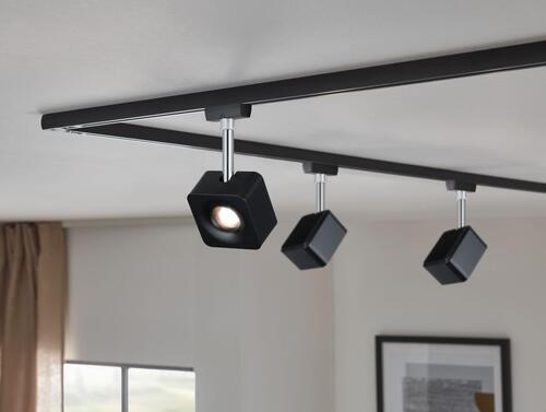 LED-Deckenleuchte Urail Spot Cube L: 7,7 cm, dimmbar - Chromfarben/Schwarz, Design, Kunststoff/Metall (7,7/16,5/4,7cm) - Paulmann