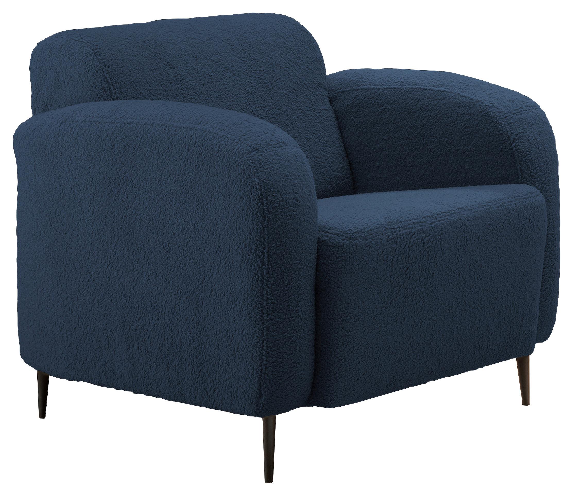 Polstersessel mit Armlehnen Marone Blau Teddystoff - Blau/Schwarz, MODERN, Textil (85/76/90cm) - Livetastic