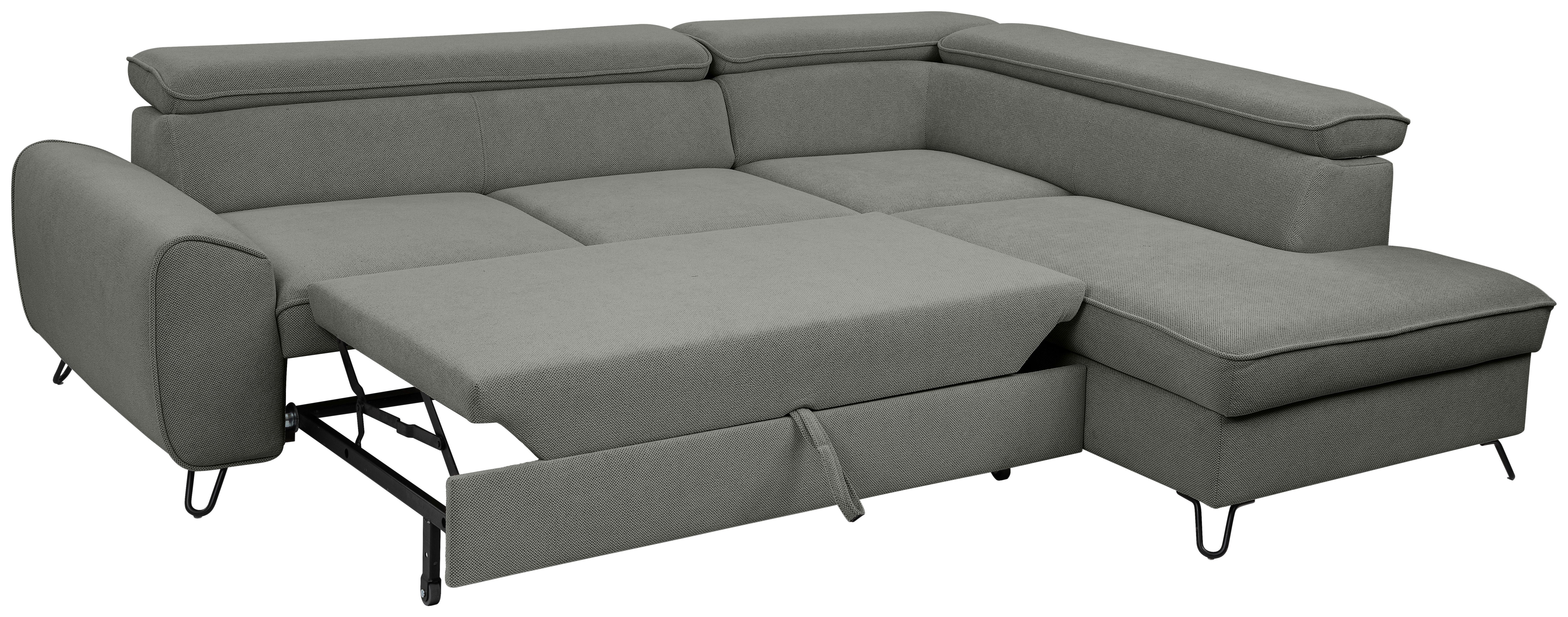 Rohová sedačka IDYLLA, pravá tmavě šedá,úl.prostor,lůžko - černá/tmavě šedá, Design, kov/textil (250/200cm)