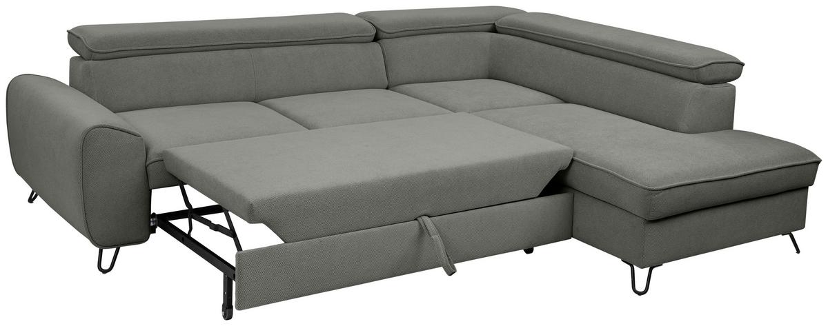 Rohová sedačka IDYLLA, pravá tmavě šedá,úl.prostor,lůžko - černá/tmavě šedá, Design, kov/textil (250/200cm)