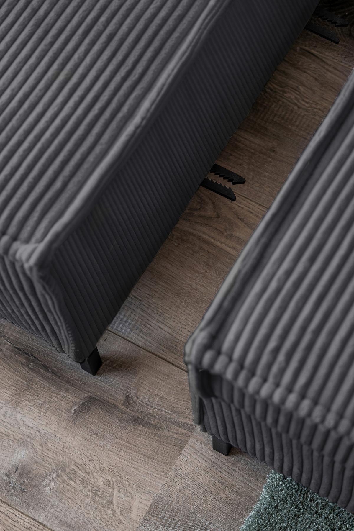 Rohová sedací souprava, šedá - šedá/černá, Design, kov/textil (232/90/154cm) - MID.YOU