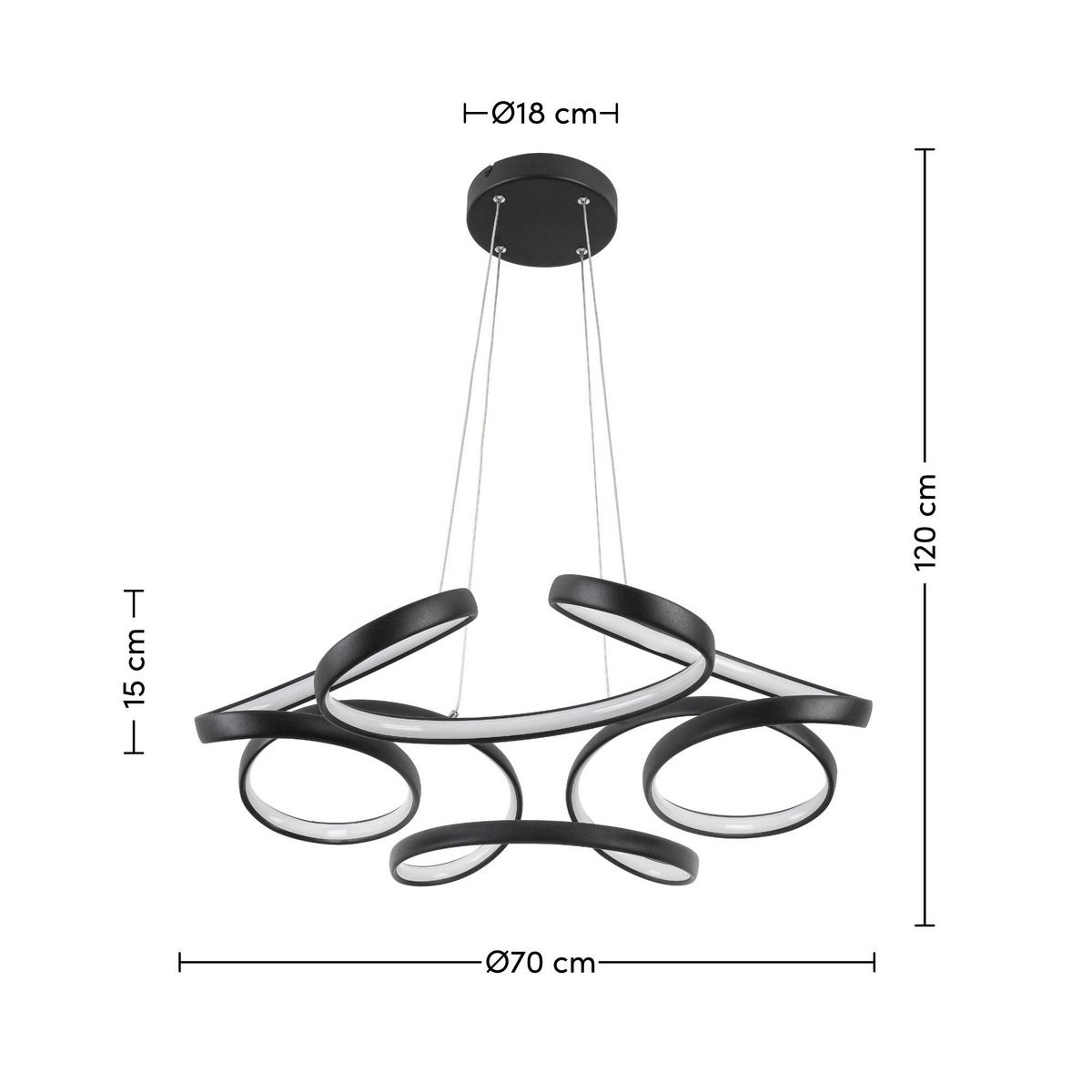 ZÁVĚSNÉ LED SVÍTIDLO CRONO -AKT- - černá, Romantický / Rustikální, kov/plast (70qm) - Premium Living