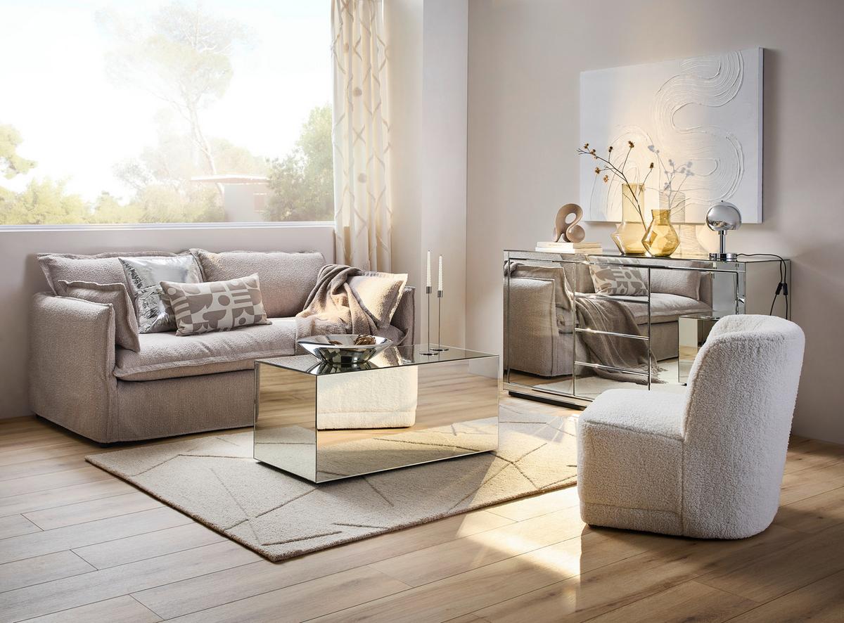 Sofa Toscana - Beige/Schwarz, Trend, Textil (195/82/98cm) - Livetastic