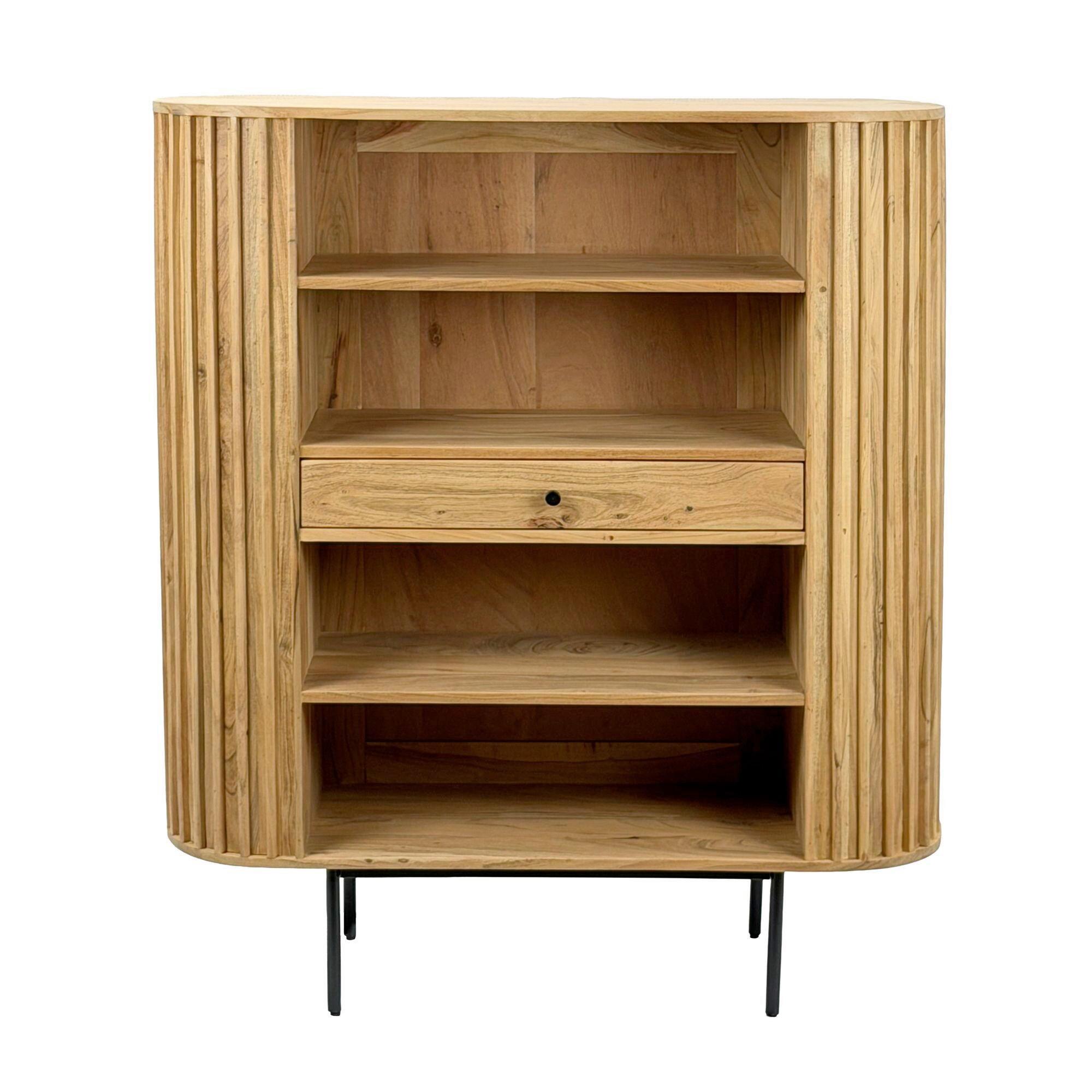 STANDREGAL Akaziefarben B: 105cm - Schwarz/Akaziefarben, Design, Holz (105/122/40cm) - Livetastic