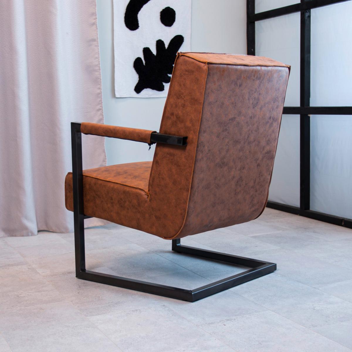 Sessel Tyler Cognac, B: 62 Cm - Cognac, MODERN, Textil (62/84/70cm) - MID.YOU