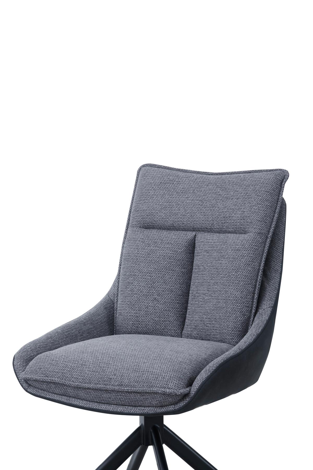Armlehnstuhl Emilia Webstoff grau, B: 55cm - Schwarz/Grau, MODERN, Holz/Textil (55/88/65cm)