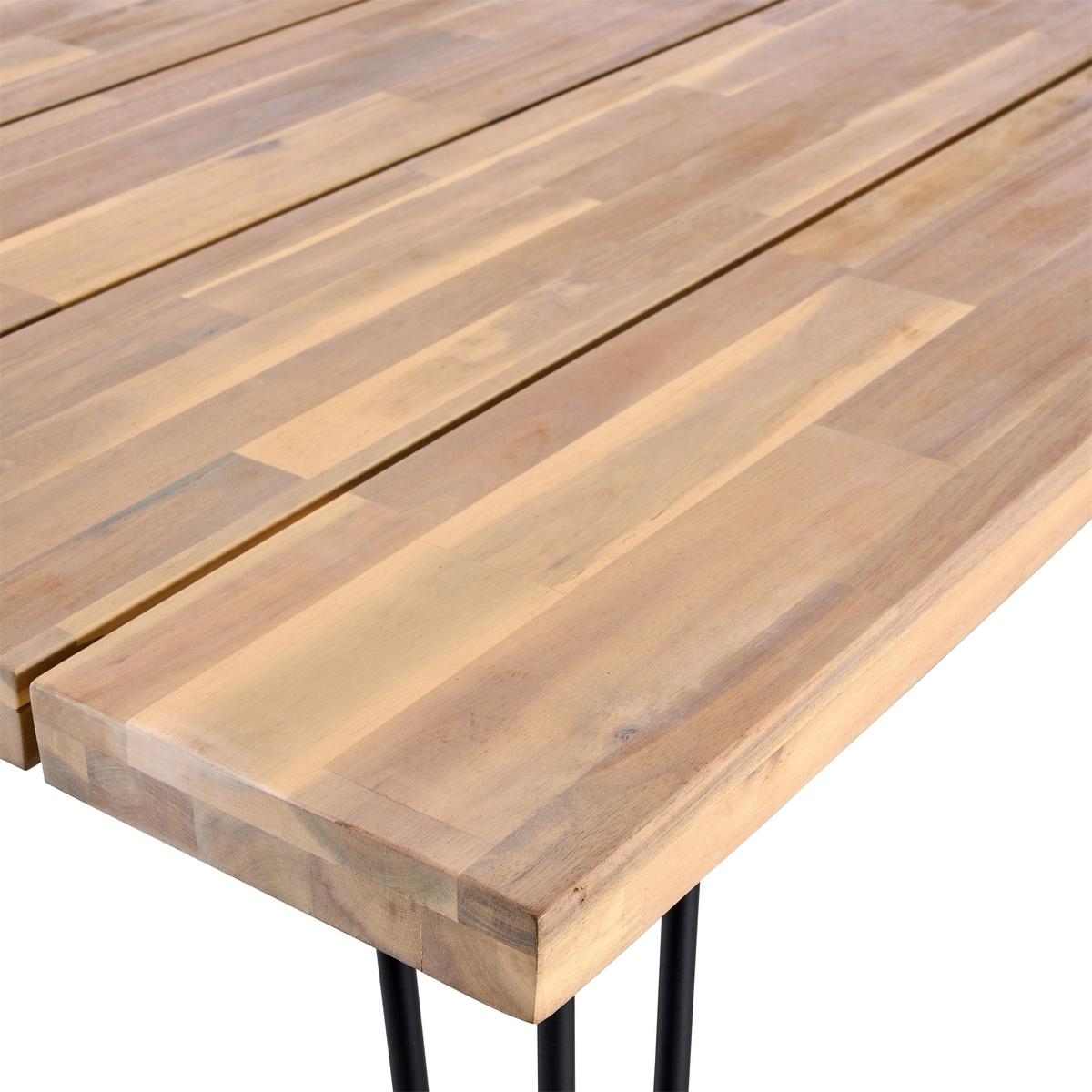 Gartentisch Bergen Aus Akazienholz L: 180 cm - Schwarz/Akaziefarben, MODERN, Holz/Metall (180/75/100cm) - Beldano