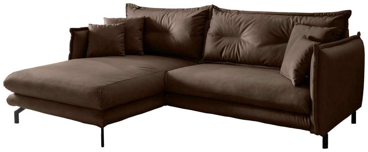 Ecksofa Lava Braun S: 180x255cm - Schwarz/Braun, MODERN, Textil (180/255cm) - Livetastic