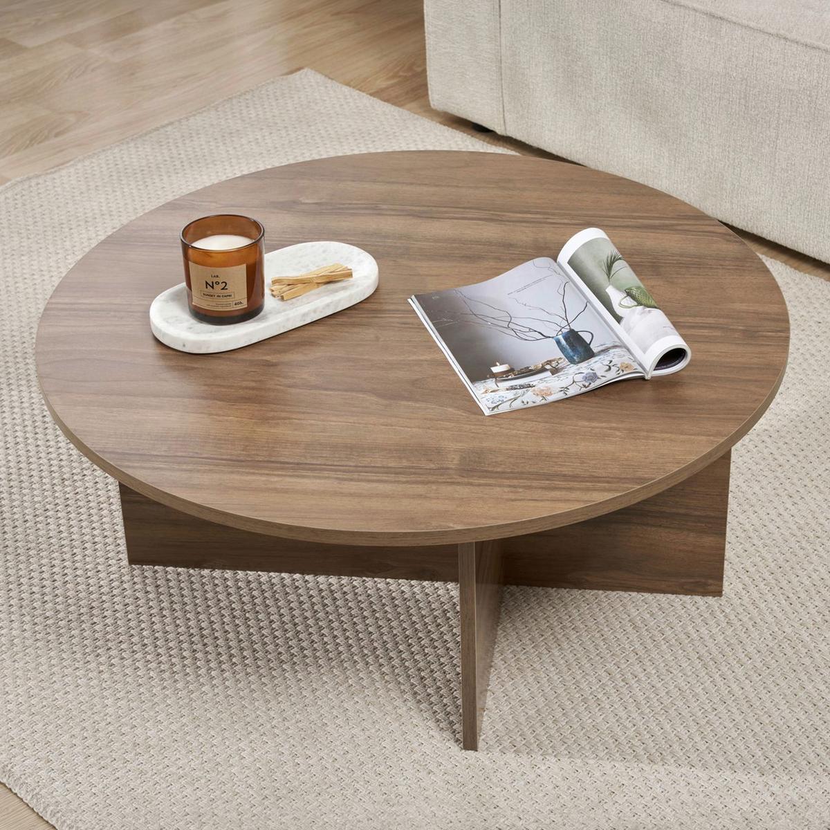 COUCHTISCH Soleil Walnussfarben L: 90cm - Walnussfarben, Design, Holzwerkstoff (90/90/40cm) - MID.YOU