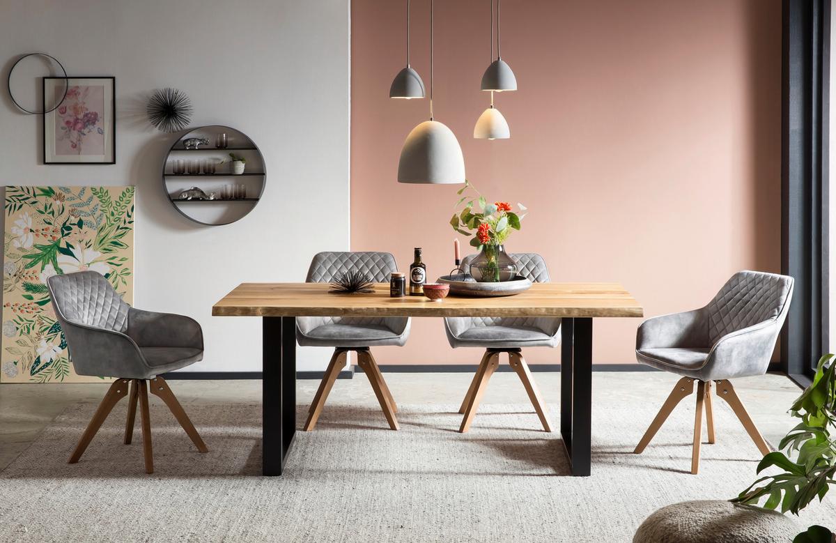 Armlehnstuhl Grau B: 59 Cm - Eichefarben/Grau, MODERN, Holz/Textil (59/85/61cm) - Livetastic