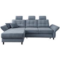 Ecksofa Brizzini Hellblau S: 176/250-280 Cm - Blau/Schwarz, MODERN, Holz/Textil (176/250-280cm) - Livetastic