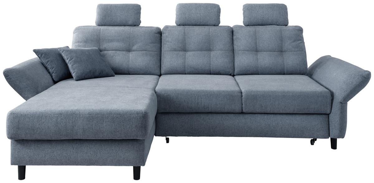 Ecksofa Brizzini Hellblau S: 176/250-280 Cm - Blau/Schwarz, MODERN, Holz/Textil (176/250-280cm) - Livetastic