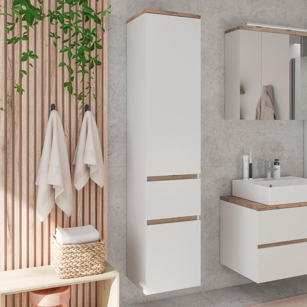 Badezimmer Hochschrank BHT: 40x182x35 cm grifflos - MODERN (40/182/35cm)