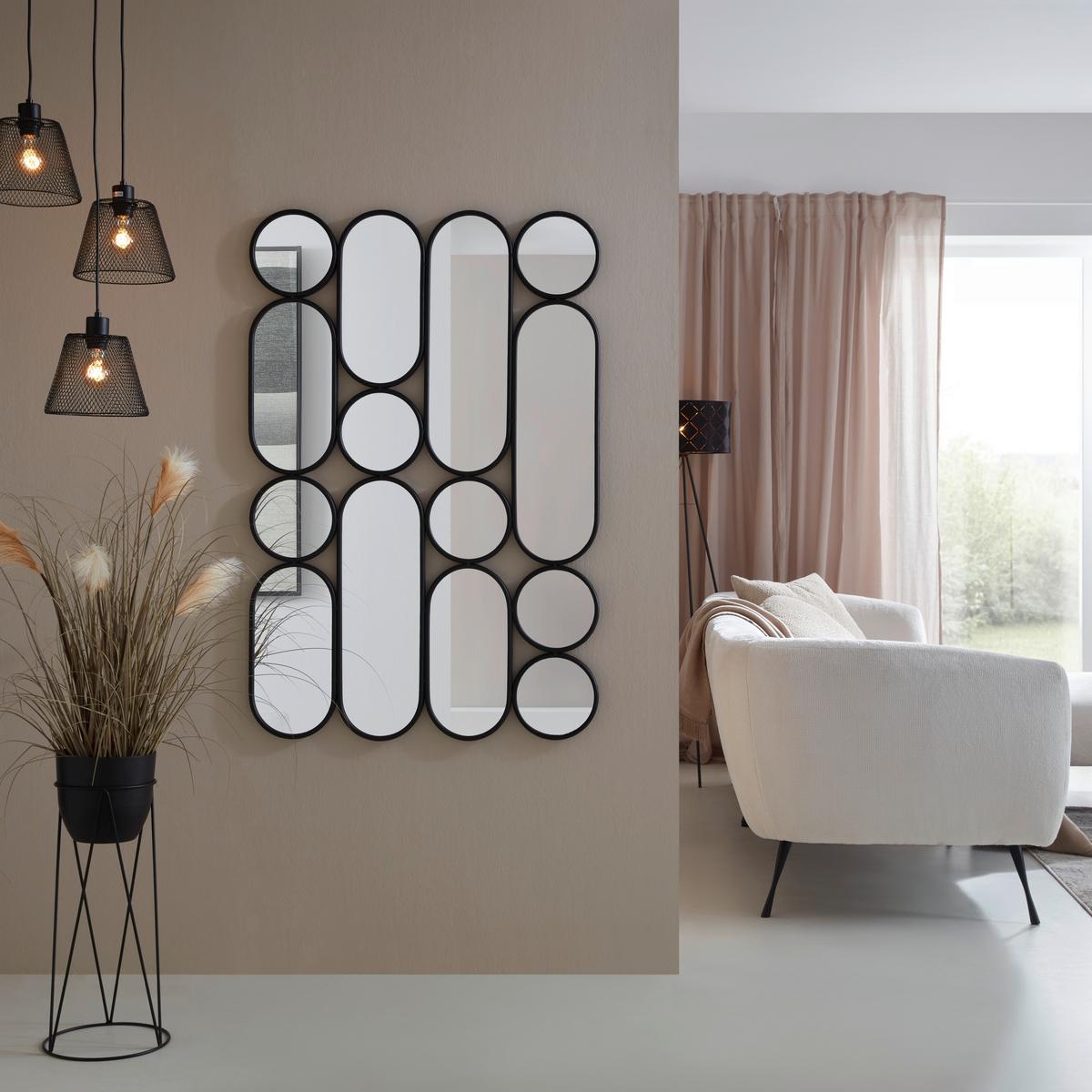 Nástenné zrkadlo čierna matná - čierna, Romantik / Landhaus, kov/plast (80/120/2,5cm) - Premium Living