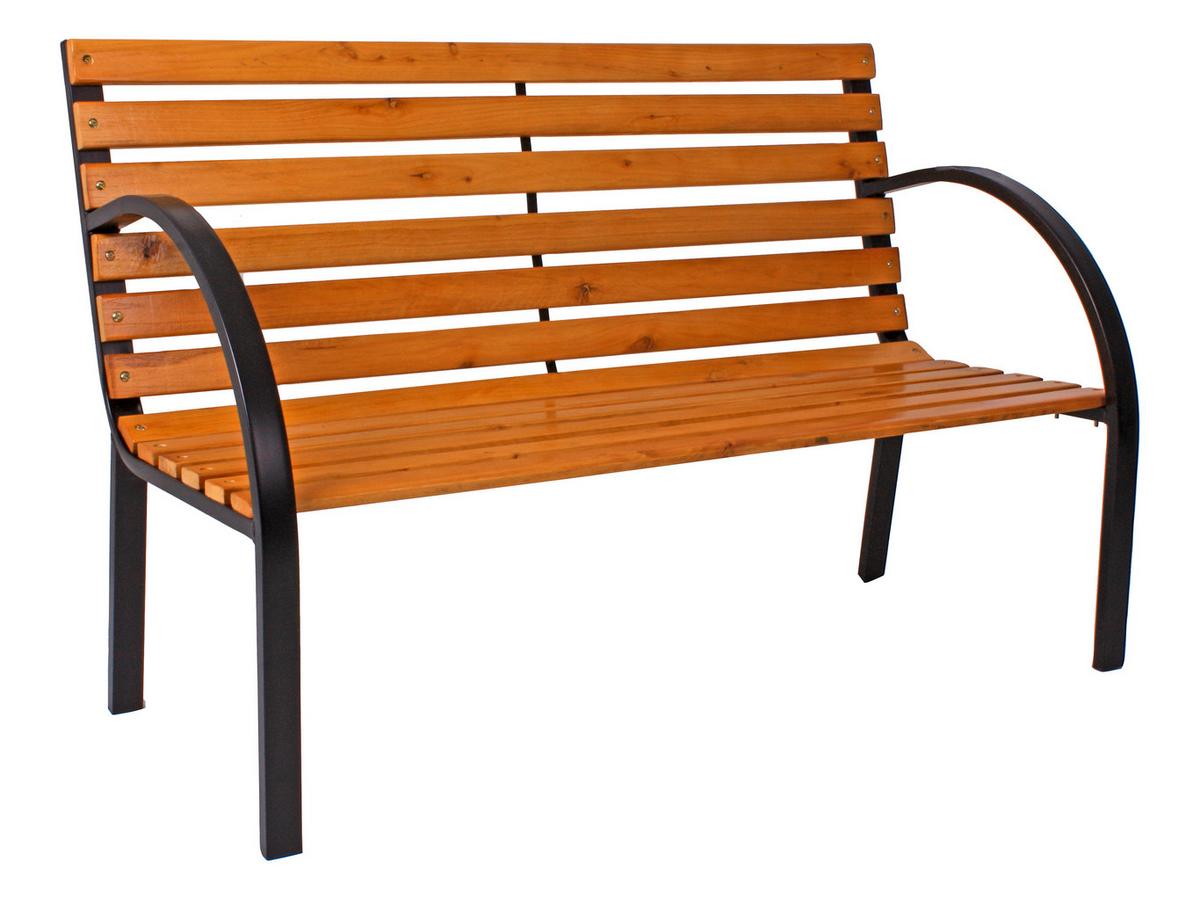Gartenbank Bellevue - Schwarz/Braun, Basics, Holz/Metall (122/80/60cm) - Gardenson