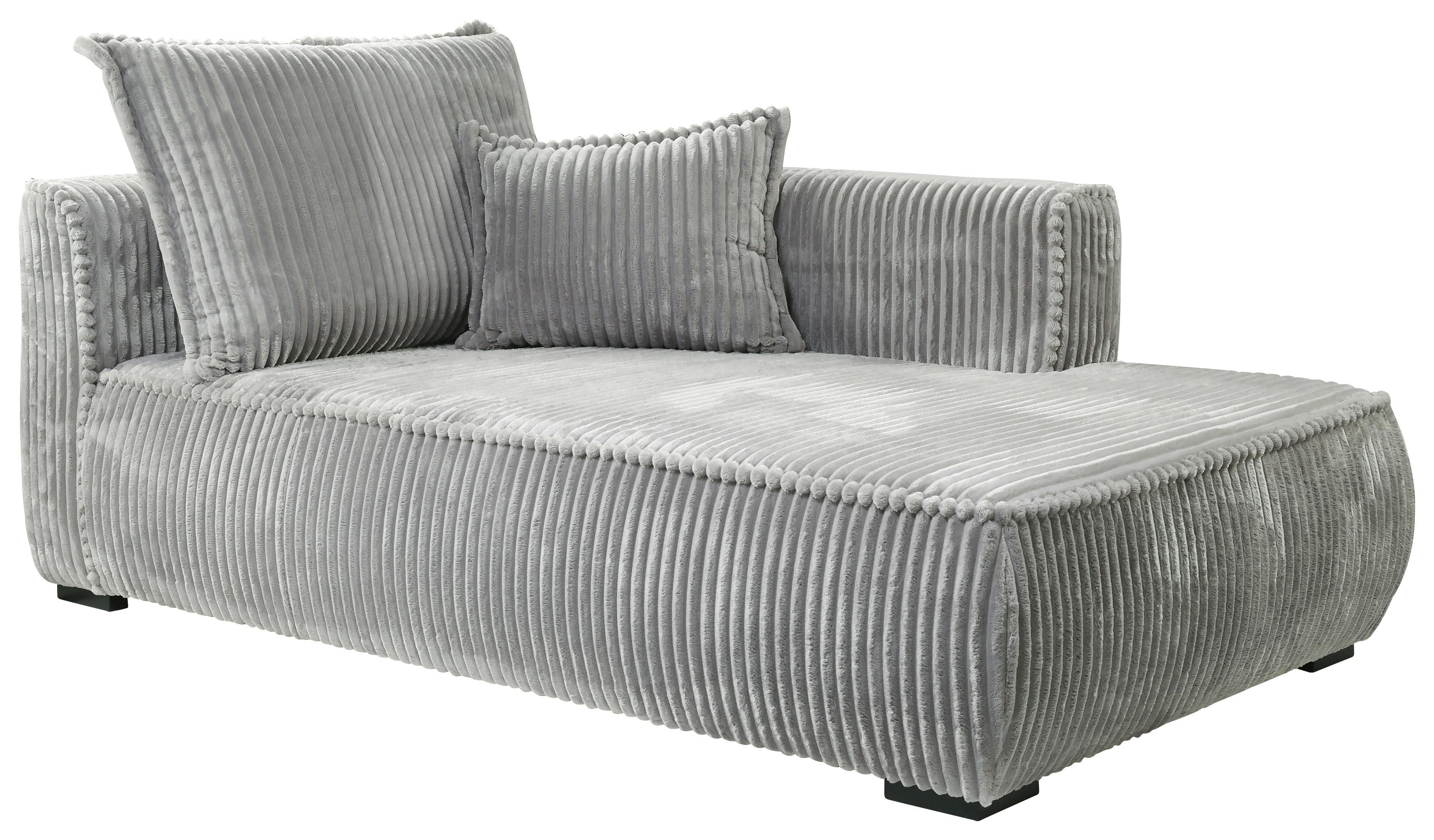 Recamiere Modena rechts Hellgrau, B: 208 cm - Hellgrau/Schwarz, Design, Textil (207/75/121cm) - MID.YOU