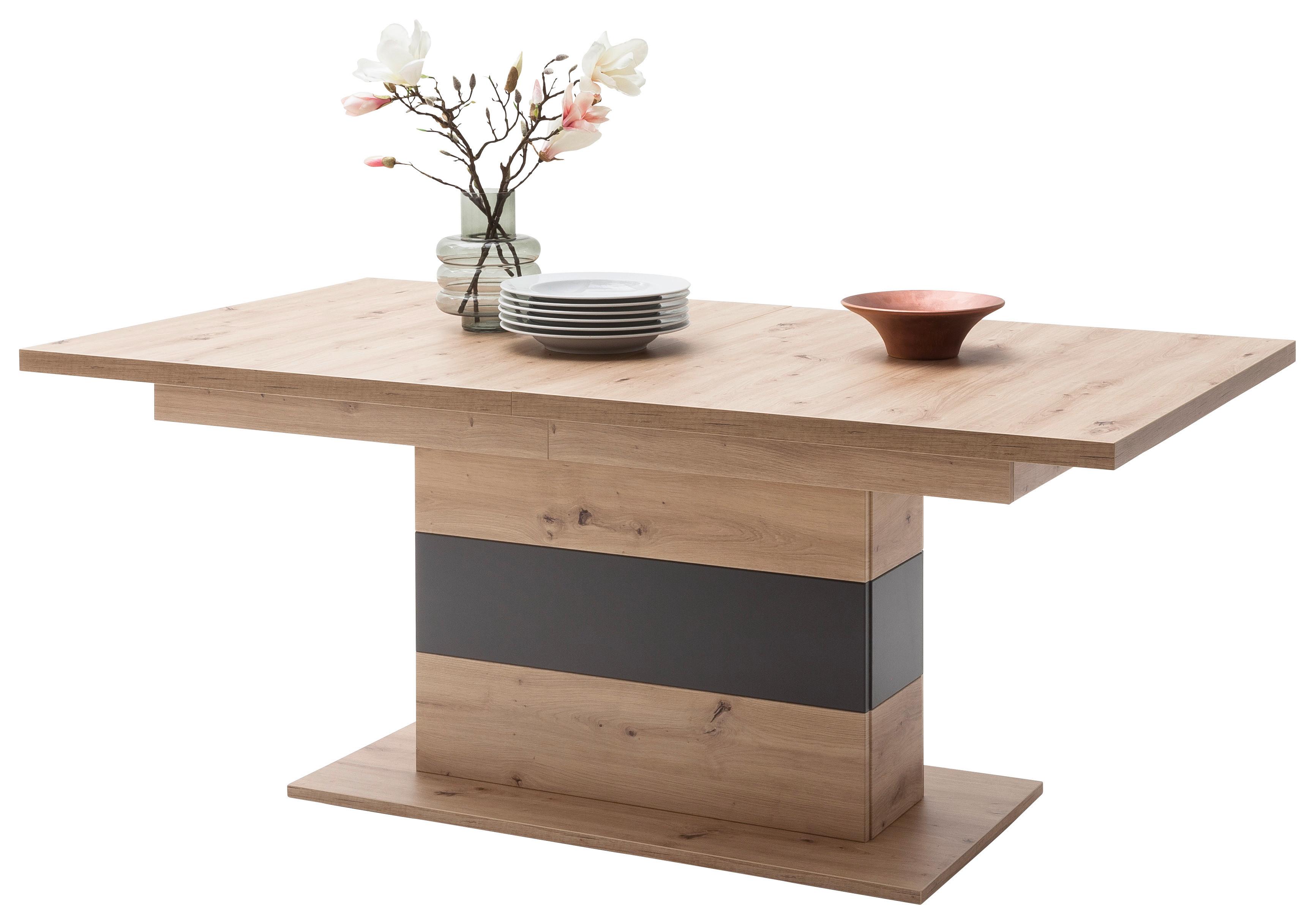 Esstisch Ausziehbar Meran 180-280x100 Cm Eichefarben - Eichefarben/Anthrazit, Design, Holzwerkstoff (180-280/100/77cm) - Livetastic