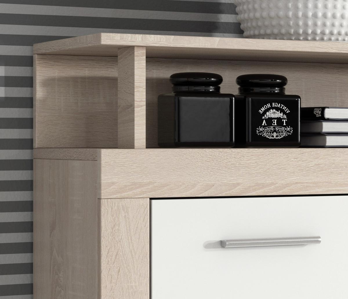 Sideboard B 190cm Luna, Eiche/Weiß - Weiß/Sonoma Eiche, Basics, Holzwerkstoff (190/95/32cm) - MID.YOU