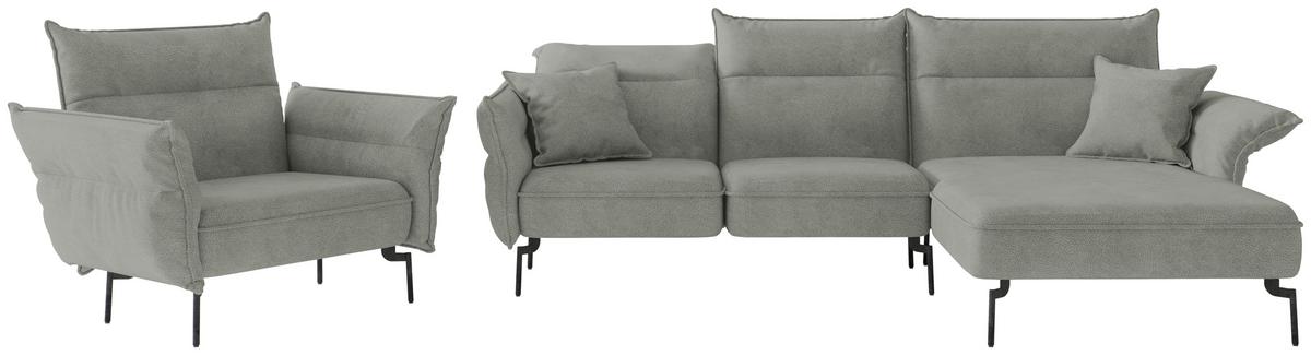 Sitzgarnitur Jakarta - Edelstahlfarben/Grau, Design, Textil (265/185cm) - Livetastic