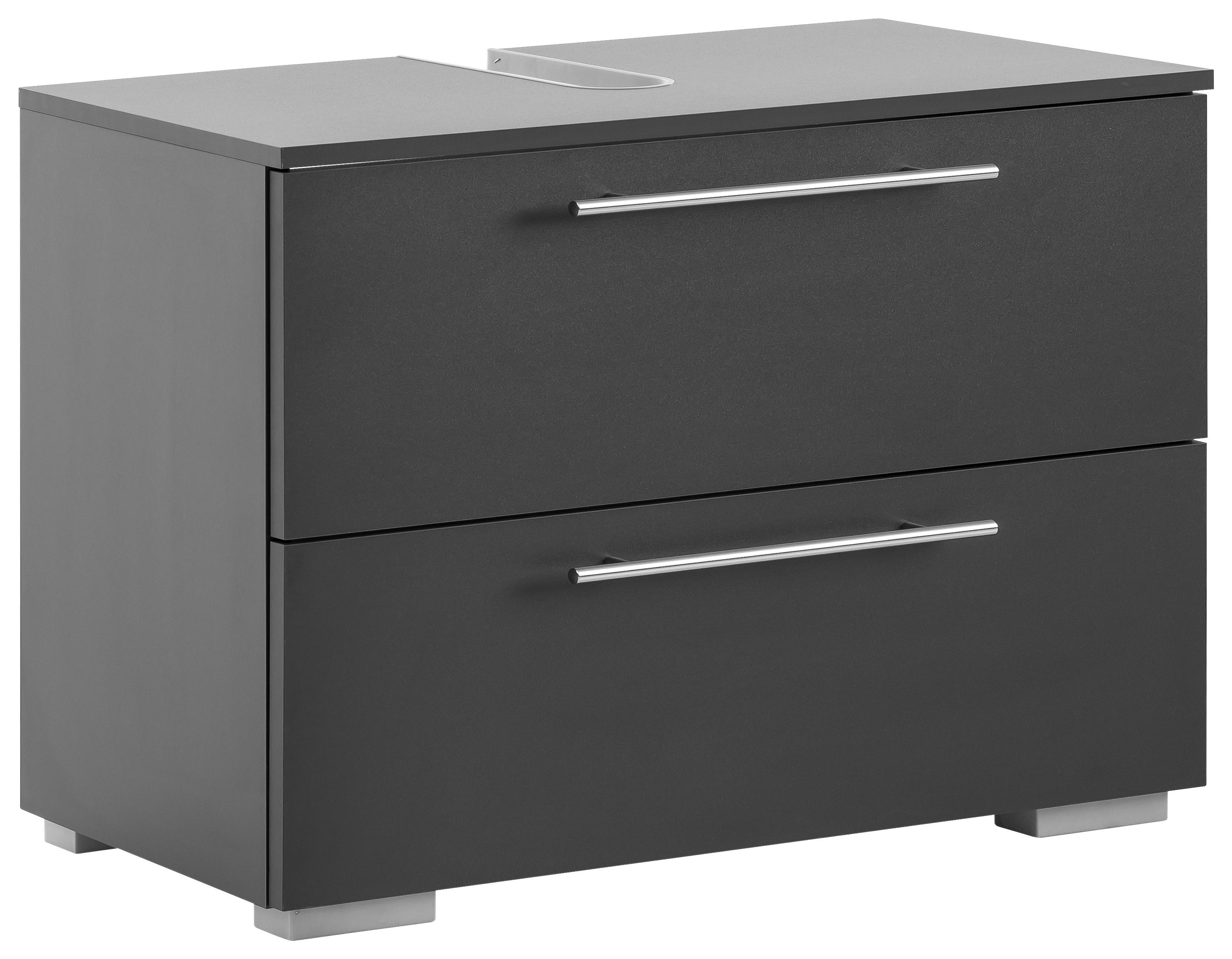 Waschbeckenunterschrank Carlos B: 80,2 cm Anthrazit - Anthrazit/Silberfarben, KONVENTIONELL, Holzwerkstoff (80,2/59,1/35cm) - MID.YOU