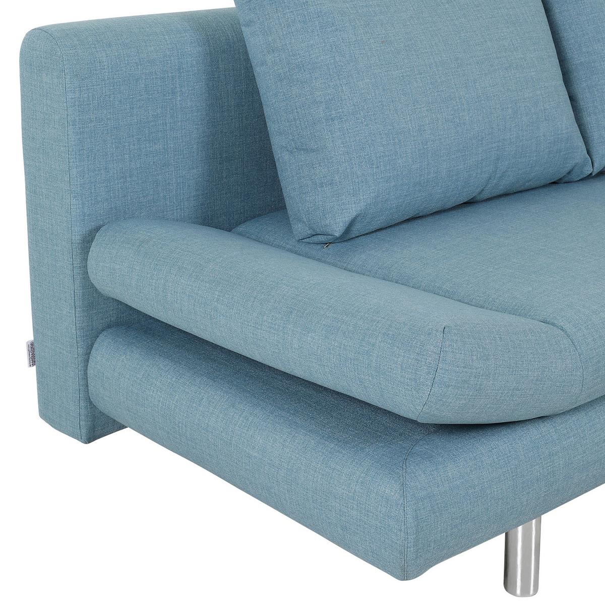Schlafsofa Sorini, Hellblau B: 194 Cm - Chromfarben/Schwarz, Design, Textil (194/73/91cm) - MID.YOU