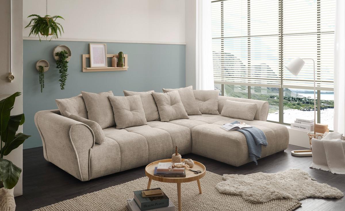 Ecksofa Riska Taupe S: 330x197 Cm - Taupe/Schwarz, KONVENTIONELL, Textil (330/197cm) - MID.YOU