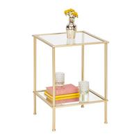Príručný stolík FARO 2 - zlatá, Basics, kov/sklo (39/39/55cm)