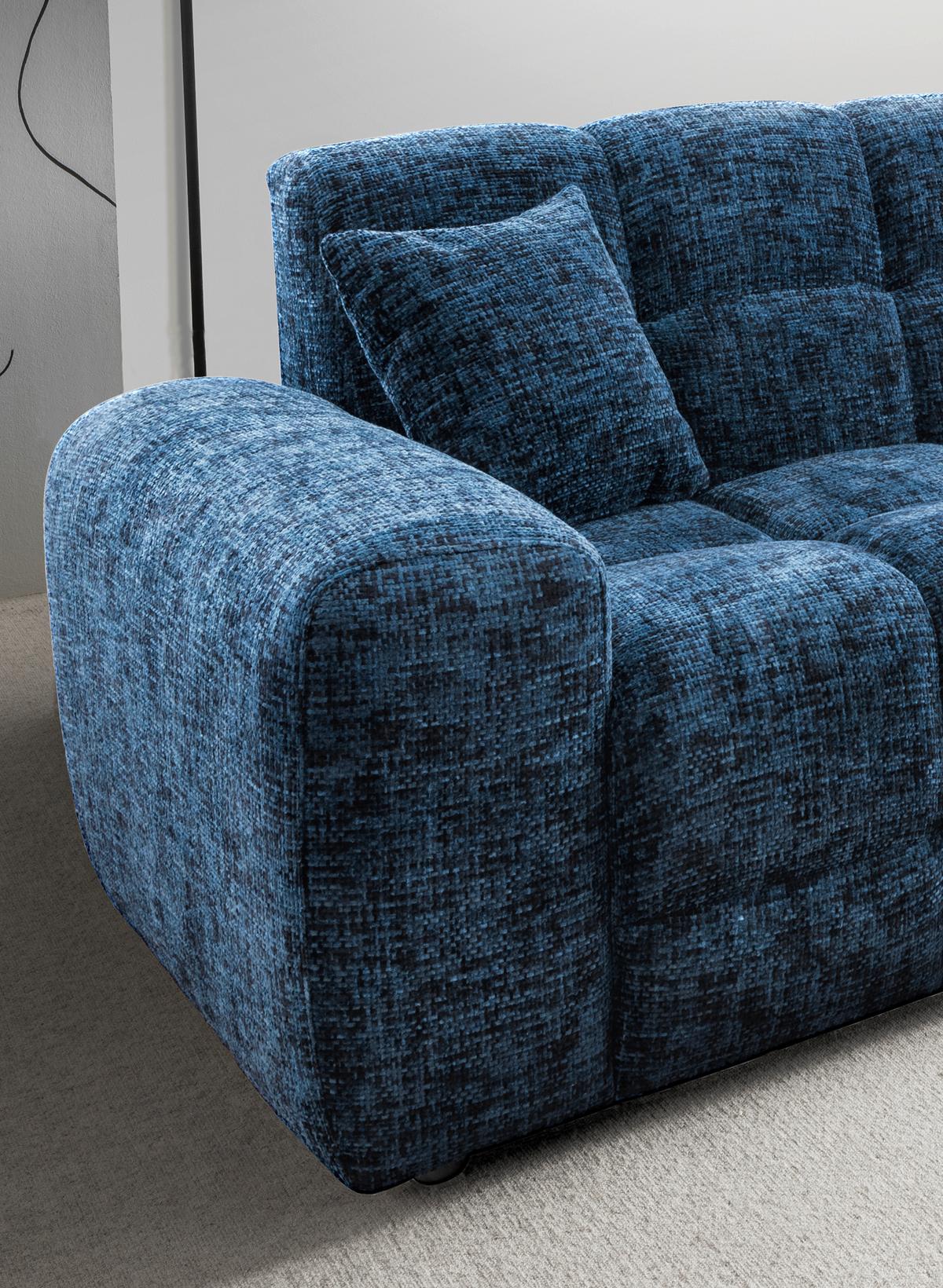 Viersitzer-Sofa Bosco, Blau B: 300 cm - Blau/Schwarz, MODERN, Textil (300/87/120cm) - Livetastic