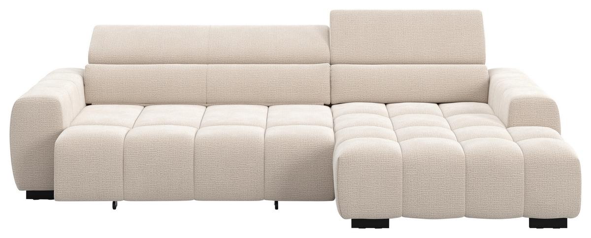 Rohová sedačka ALBERTA, pravá, slonovinová žinylka - černá/slonovinová, Moderní, kov/textil (286/186cm)