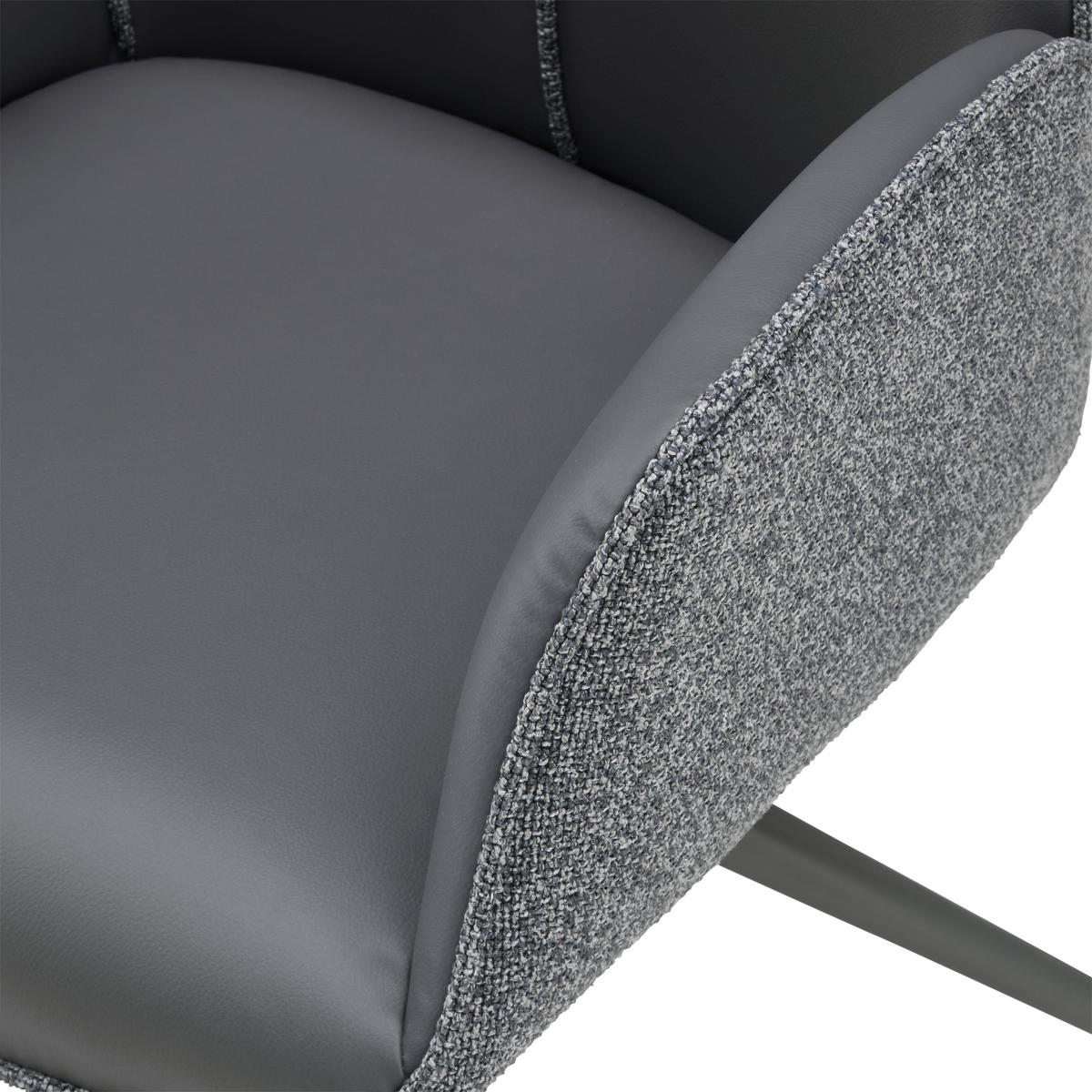 Armlehnstuhl Darcy Lederlook Grau 360° Drebhbar - Schwarz/Grau, KONVENTIONELL, Textil/Metall (61/82,5/61cm) - Livetastic